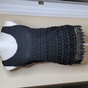 Miilla crocheted top, lined. Fits like a Medium, black